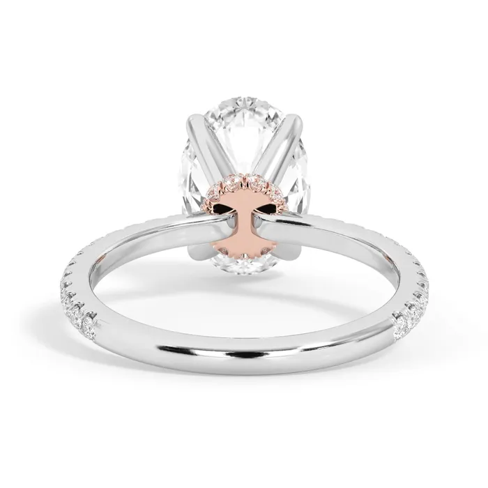 Rings Under Halo with Diamond Shank Engagement Ring Rose Gold Wrap deBebians