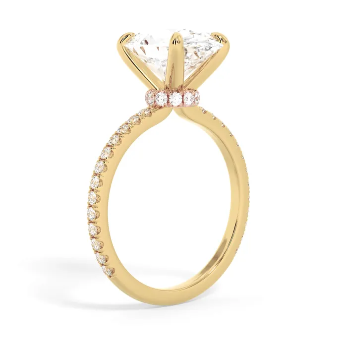 Rings Under Halo with Diamond Shank Engagement Ring Rose Gold Wrap deBebians