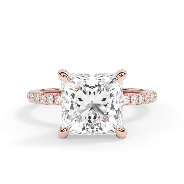Rings Under Halo with Diamond Shank Engagement Ring Rose Gold Wrap deBebians