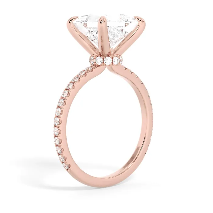 Rings Under Halo with Diamond Shank Engagement Ring Rose Gold Wrap deBebians