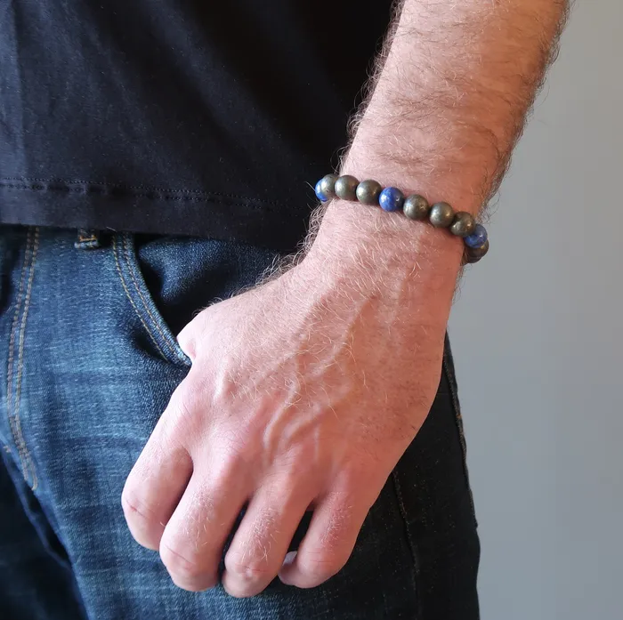 Satin Crystals Bracelets Lapis Bracelet Pyrite Stones Modern Soul Style