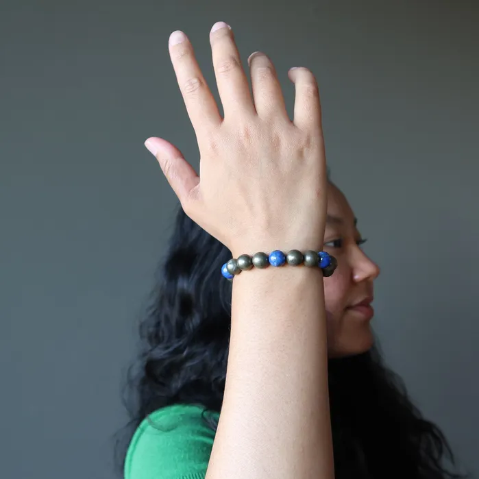 Satin Crystals Bracelets Lapis Bracelet Pyrite Stones Modern Soul Style