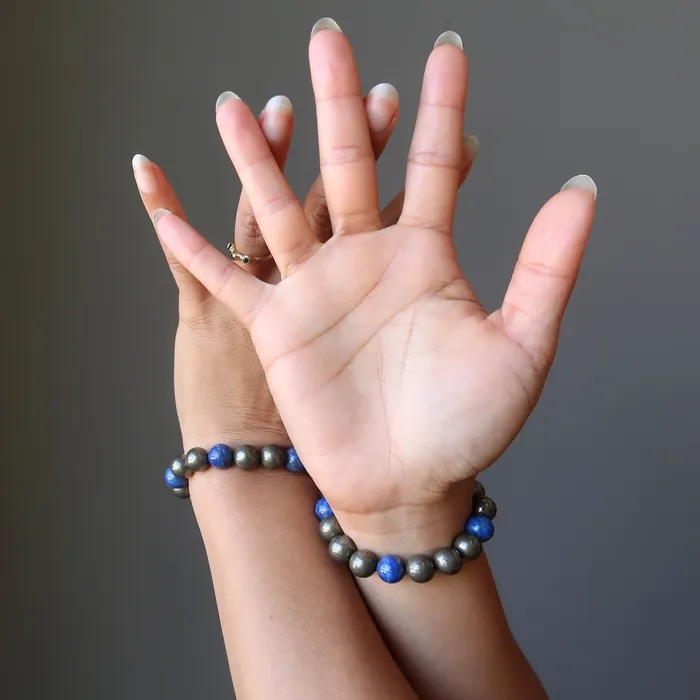 Satin Crystals Bracelets Lapis Bracelet Pyrite Stones Modern Soul Style