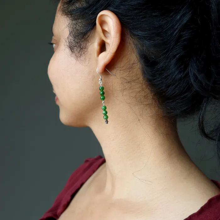 Satin Crystals Diopside Earrings Swing on a Star Green Sterling Silver Earrings