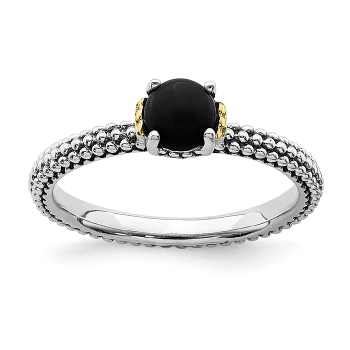 Stackable Expressions Rings Sterling Silver 14k Stackable Expressions Onyx Antiqued Ring QSK851