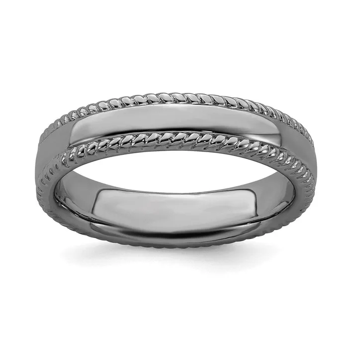 Stackable Expressions Rings Sterling Silver Stackable Expressions Blackplated Ring QSK313