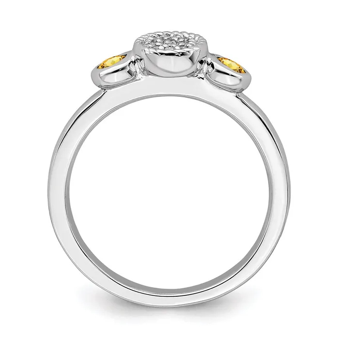Stackable Expressions Rings Sterling Silver Stackable Expressions Dbl Round Citrine Dia Ring QSK530