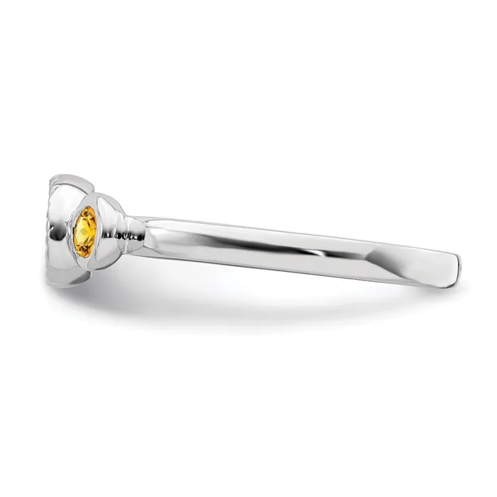Stackable Expressions Rings Sterling Silver Stackable Expressions Dbl Round Citrine Dia Ring QSK530