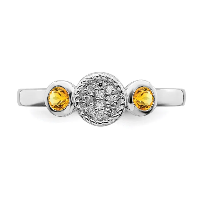 Stackable Expressions Rings Sterling Silver Stackable Expressions Dbl Round Citrine Dia Ring QSK530