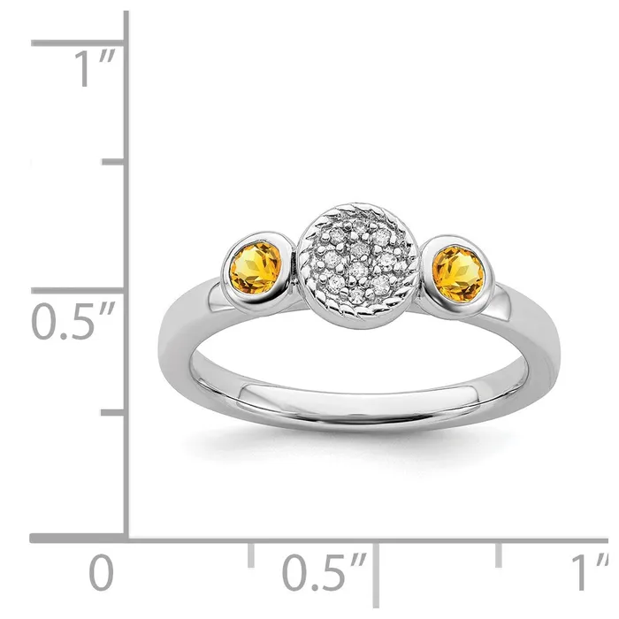 Stackable Expressions Rings Sterling Silver Stackable Expressions Dbl Round Citrine Dia Ring QSK530