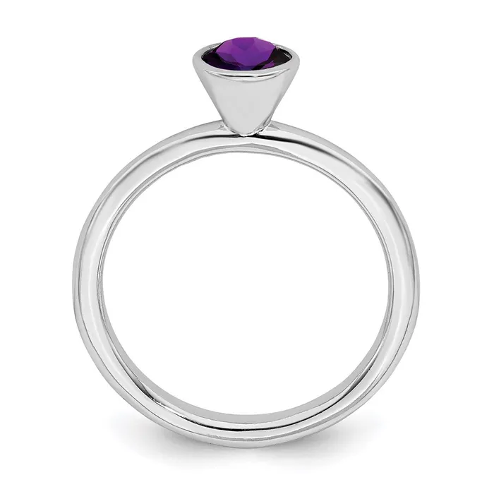 Stackable Expressions Rings Sterling Silver Stackable Expressions High 5mm February Swarovski Ring QSK962
