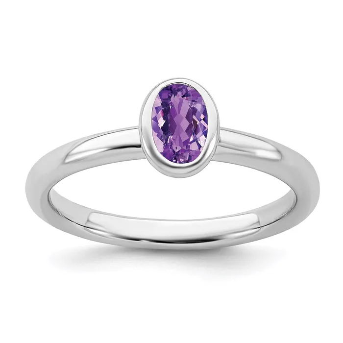 Stackable Expressions Rings Sterling Silver Stackable Expressions Oval Amethyst Ring QSK435