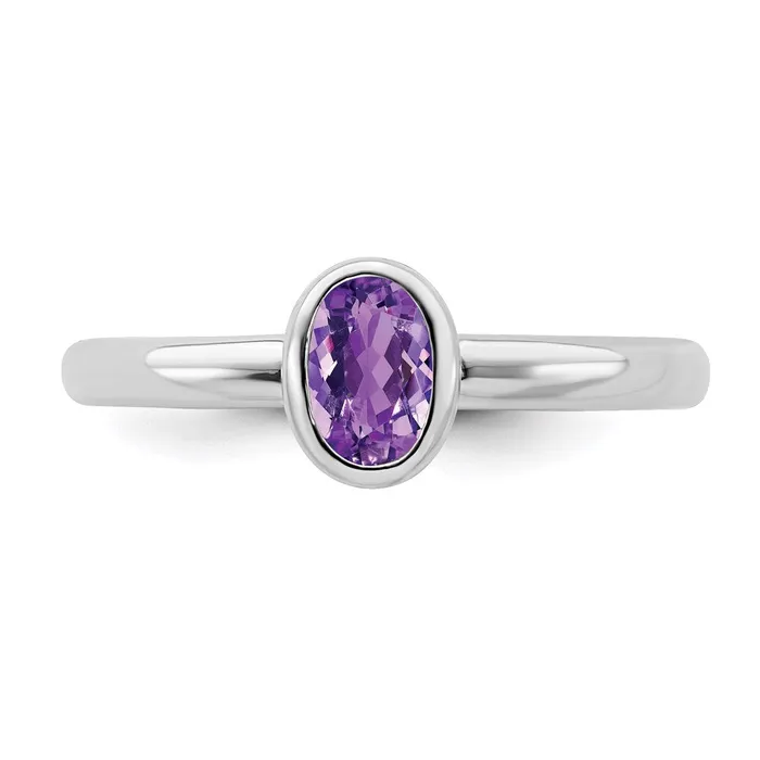 Stackable Expressions Rings Sterling Silver Stackable Expressions Oval Amethyst Ring QSK435