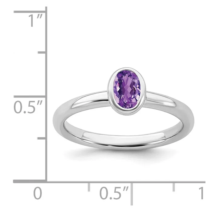Stackable Expressions Rings Sterling Silver Stackable Expressions Oval Amethyst Ring QSK435