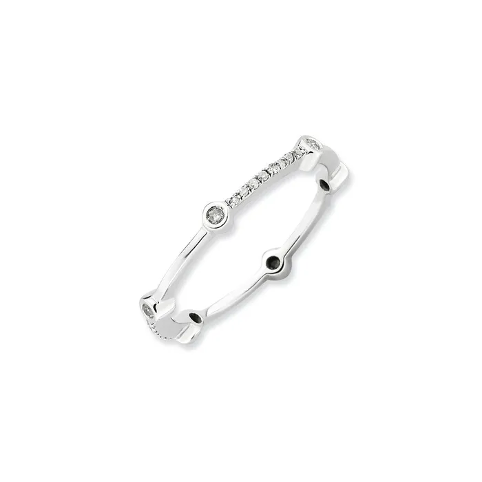 Stackable Expressions Sterling Silver Stackable Expressions Polished Diamond Ring QSK646 Rings