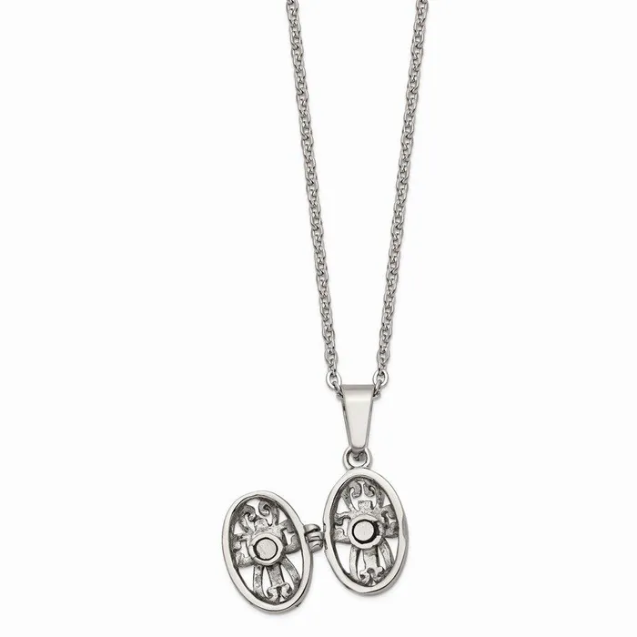 Stainless Steel Polished and Antiqued Oval Magnetic Necklace Chisel Necklaces Stainless Steel Polished and Antiqued Oval Magnetic Necklace Chisel Necklaces