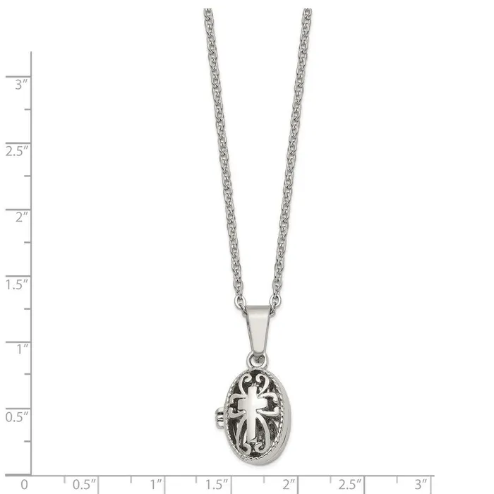 Stainless Steel Polished and Antiqued Oval Magnetic Necklace Chisel Necklaces Stainless Steel Polished and Antiqued Oval Magnetic Necklace Chisel Necklaces