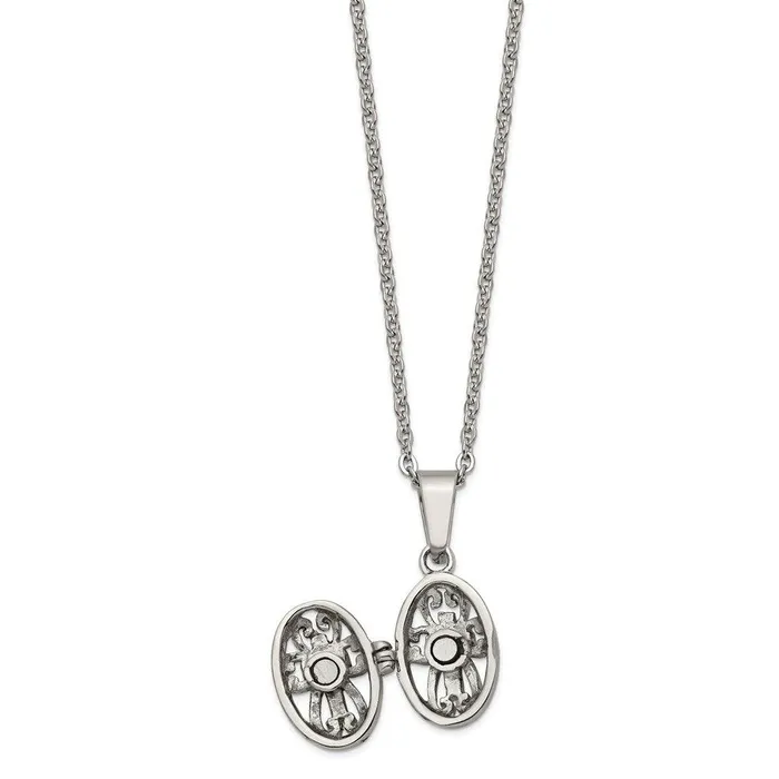 Stainless Steel Polished and Antiqued Oval Magnetic Necklace Chisel Necklaces Stainless Steel Polished and Antiqued Oval Magnetic Necklace Chisel Necklaces