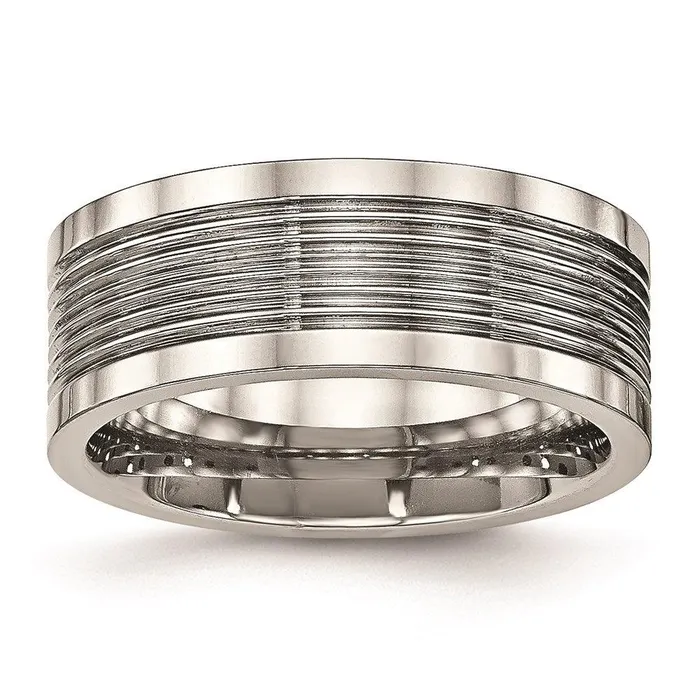 Stainless Steel Polished Grooved Comfort Back Ring Chisel Rings