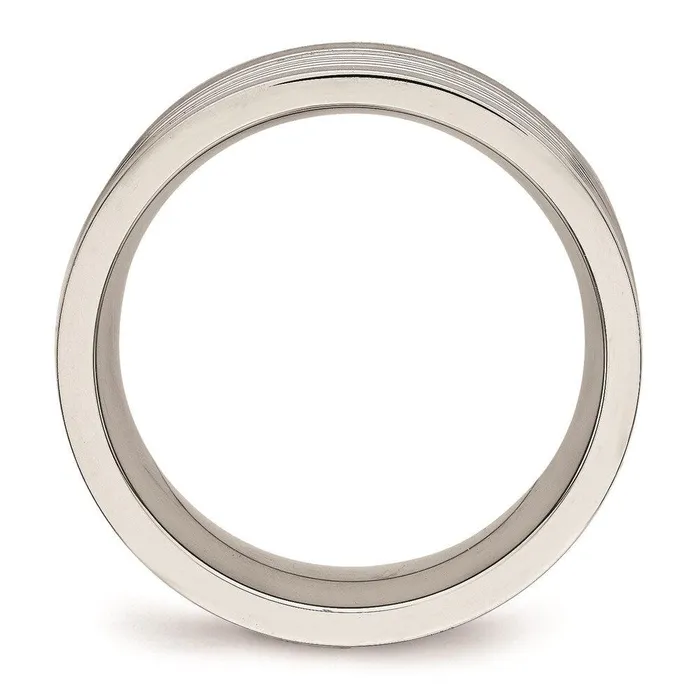 Stainless Steel Polished Grooved Comfort Back Ring Chisel Rings