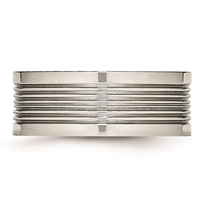 Stainless Steel Polished Grooved Comfort Back Ring Chisel Rings