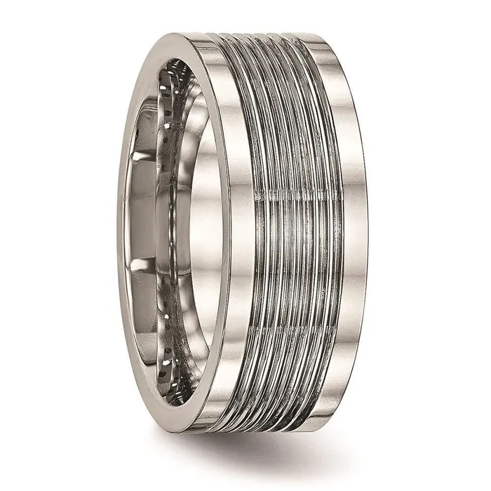 Stainless Steel Polished Grooved Comfort Back Ring Chisel Rings