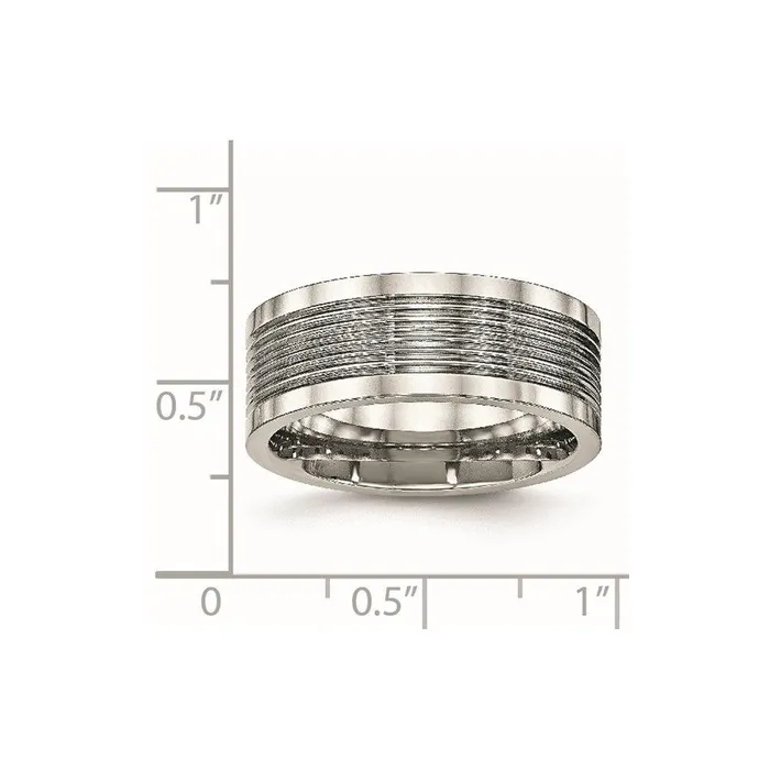 Stainless Steel Polished Grooved Comfort Back Ring Chisel Rings