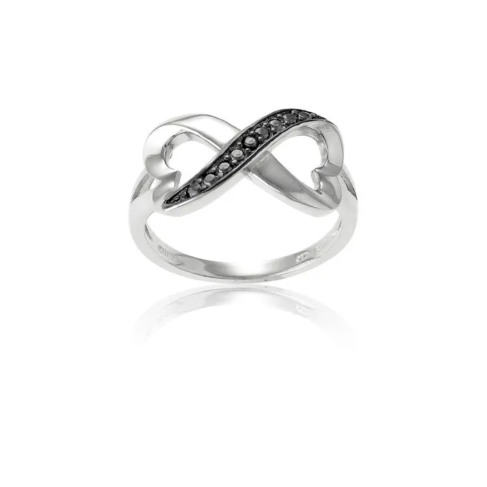 Sterling Silver Half Black CZ Heart Infinity Ring W9687 Classic Rings