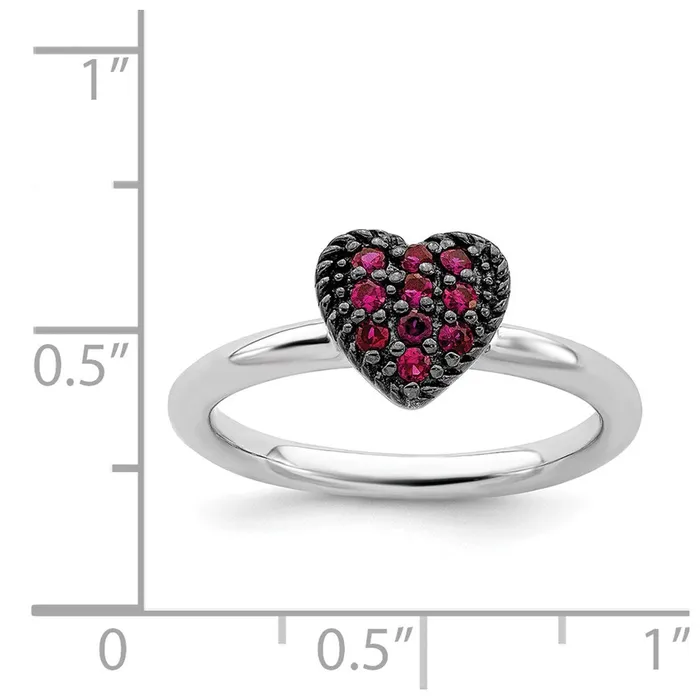 Sterling Silver Stackable Expressions Cr Ruby Heart Ring QSK730 Stackable Expressions Rings