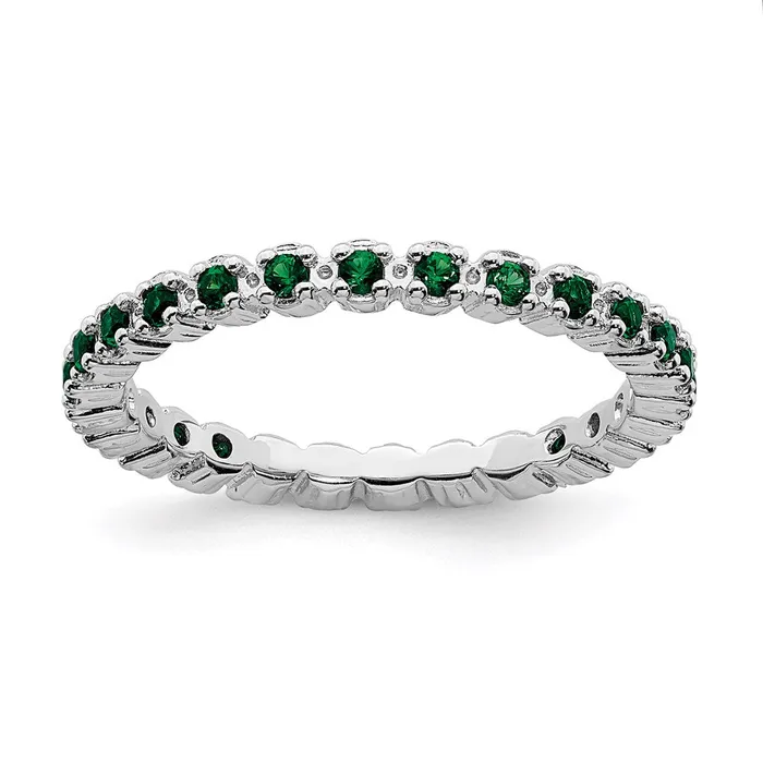 Sterling Silver Stackable Expressions Created Emerald Ring QSK354 Stackable Expressions Rings