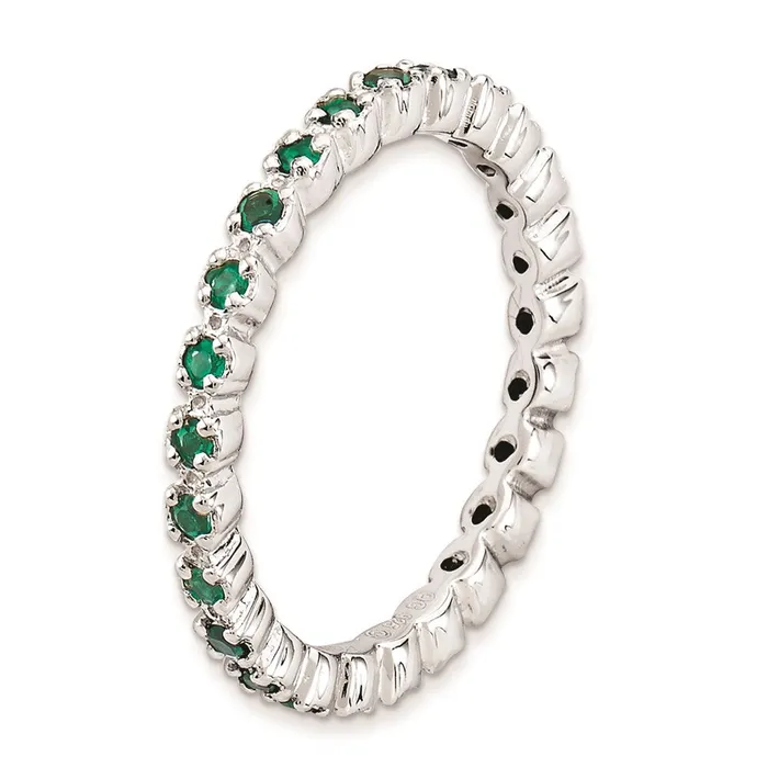 Sterling Silver Stackable Expressions Created Emerald Ring QSK354 Stackable Expressions Rings