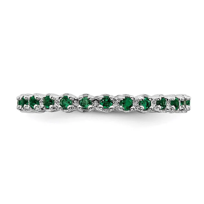 Sterling Silver Stackable Expressions Created Emerald Ring QSK354 Stackable Expressions Rings