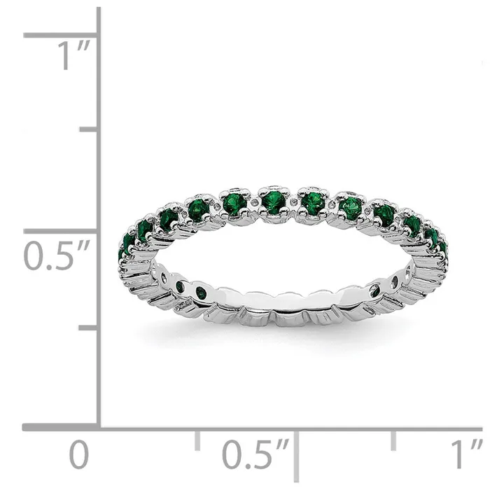 Sterling Silver Stackable Expressions Created Emerald Ring QSK354 Stackable Expressions Rings