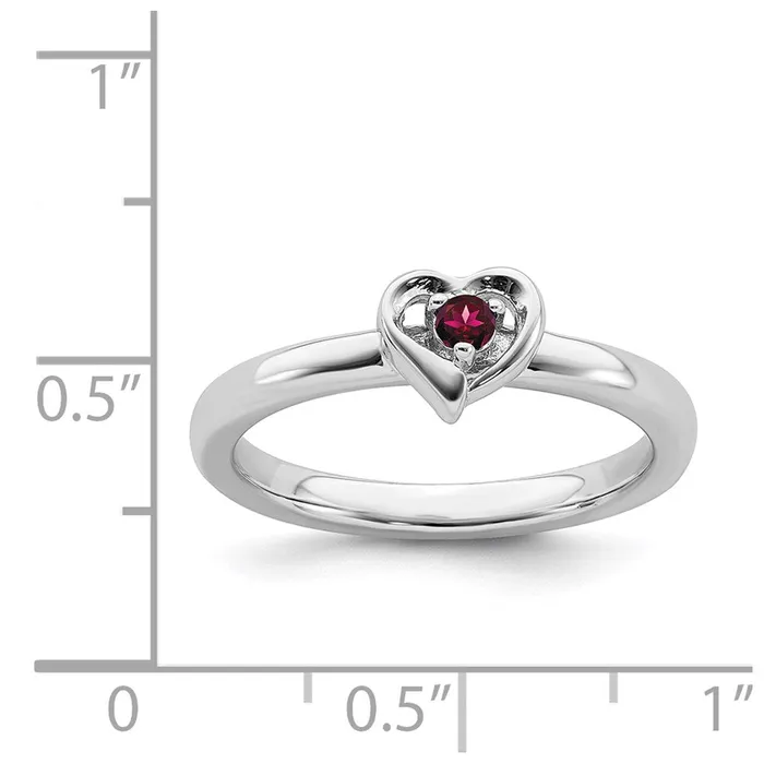 Sterling Silver Stackable Expressions Created Ruby Heart Ring QSK1528 Stackable Expressions Rings Sterling Silver Stackable Expressions Created Ruby Heart Ring QSK1528 Stackable Expressions Rings