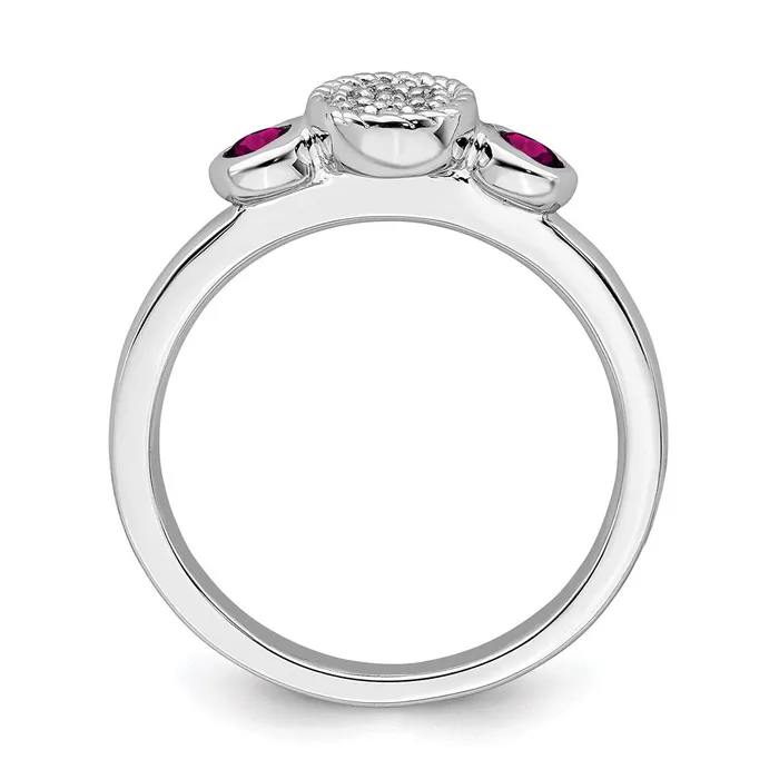Sterling Silver Stackable Expressions Dbl Round Rhod Garnet Dia Ring QSK525 Stackable Expressions Rings Sterling Silver Stackable Expressions Dbl Round Rhod Garnet Dia Ring QSK525 Stackable Expressions Rings