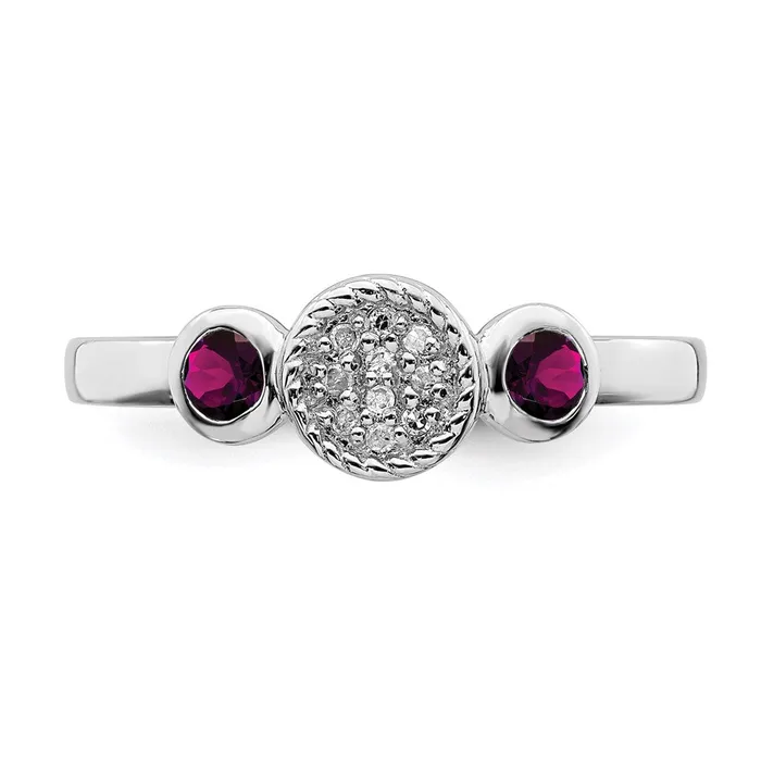 Sterling Silver Stackable Expressions Dbl Round Rhod Garnet Dia Ring QSK525 Stackable Expressions Rings Sterling Silver Stackable Expressions Dbl Round Rhod Garnet Dia Ring QSK525 Stackable Expressions Rings