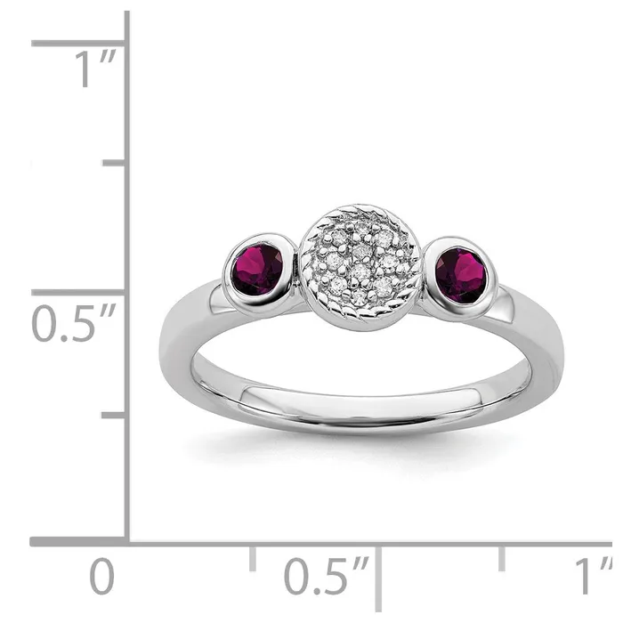 Sterling Silver Stackable Expressions Dbl Round Rhod Garnet Dia Ring QSK525 Stackable Expressions Rings Sterling Silver Stackable Expressions Dbl Round Rhod Garnet Dia Ring QSK525 Stackable Expressions Rings