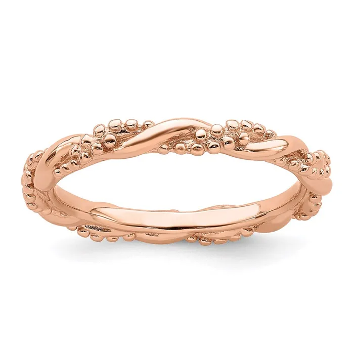 Sterling Silver Stackable Expressions Pinkplated Twist Ring QSK2001 Stackable Expressions Rings
