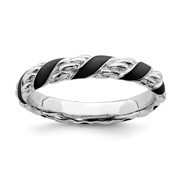 Sterling Silver Stackable Expressions Polished Black Enameled Ring QSK569 Stackable Expressions Rings