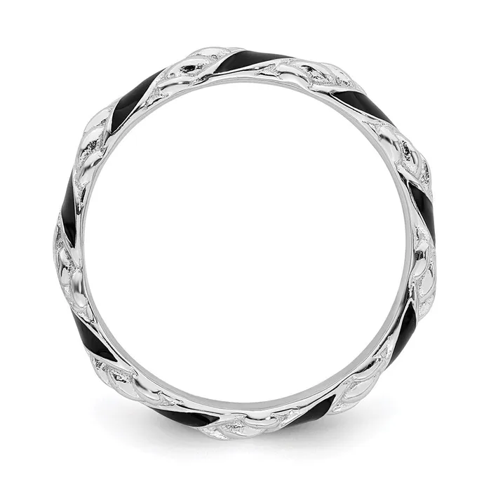 Sterling Silver Stackable Expressions Polished Black Enameled Ring QSK569 Stackable Expressions Rings