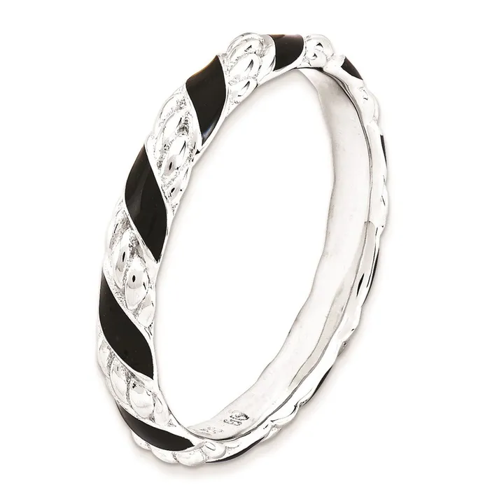 Sterling Silver Stackable Expressions Polished Black Enameled Ring QSK569 Stackable Expressions Rings