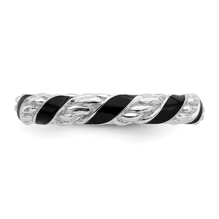 Sterling Silver Stackable Expressions Polished Black Enameled Ring QSK569 Stackable Expressions Rings