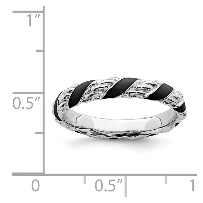 Sterling Silver Stackable Expressions Polished Black Enameled Ring QSK569 Stackable Expressions Rings
