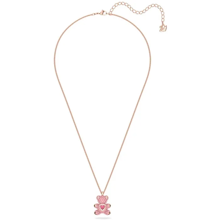 Swarovski Womens Pendant Teddy Pink Crystal Rose Gold Lobster Clasp 5642976 Swarovski Necklaces