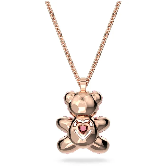 Swarovski Womens Pendant Teddy Pink Crystal Rose Gold Lobster Clasp 5642976 Swarovski Necklaces