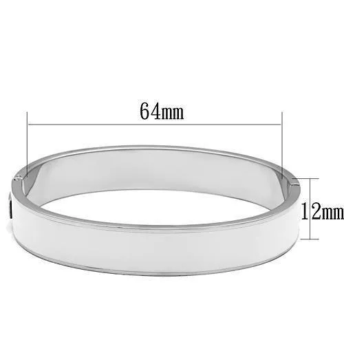 TK789 High polished no plating Stainless Steel Bangle with Epoxy in White Alamode Bracelets