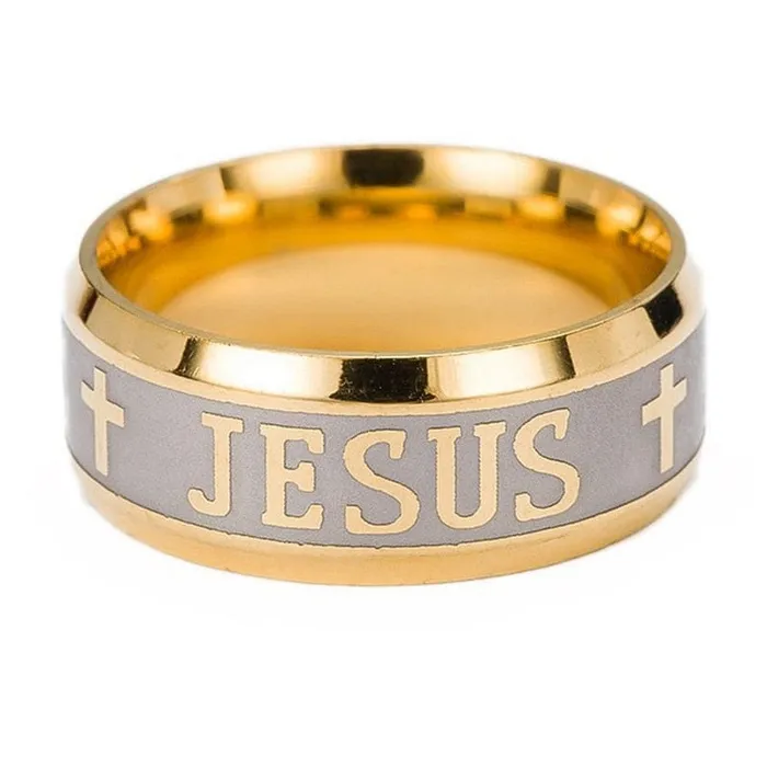 VVS Jewelry 8mm Jesus Cross Engraved Ring Rings