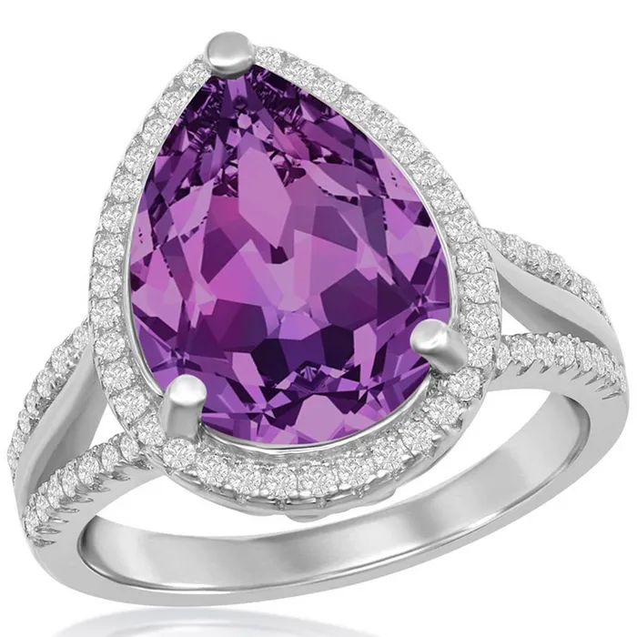 Womens Ring CZ with Amethyst Swarovski Element Size 8 BLW24228 Classic Rings