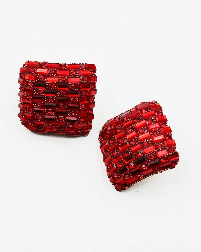 092822 Earrings Square Jumbo Sparkle Stud Earrings