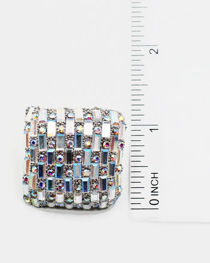 092822 Earrings Square Jumbo Sparkle Stud Earrings